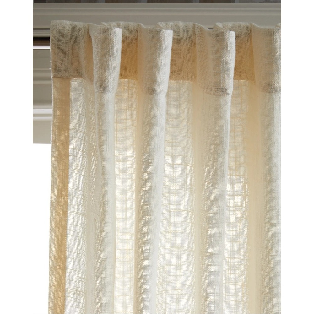 Quince 100% Cotton Sheer Curtains Set of 2 48" X 84" Cream NEW! Open Box $89 - Picture 10 of 10